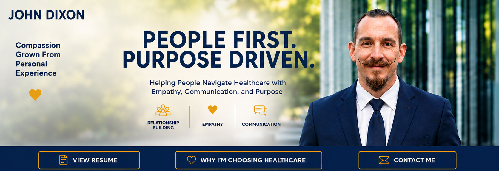 John Dixon healthcare portfolio homepage hero section